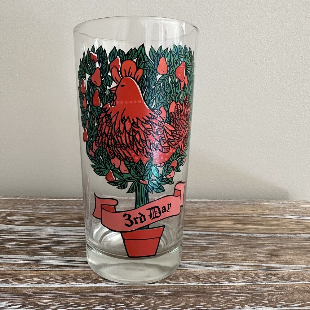Vintage 12 Days Of Christmas Indiana Glass Tumbler Replacement 3rd Day Glass